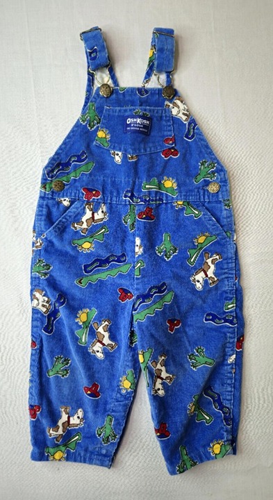 OshKosk Vestbak Vintage USA Blue Corduroy Western Cowboy Overalls 18 Months Boys