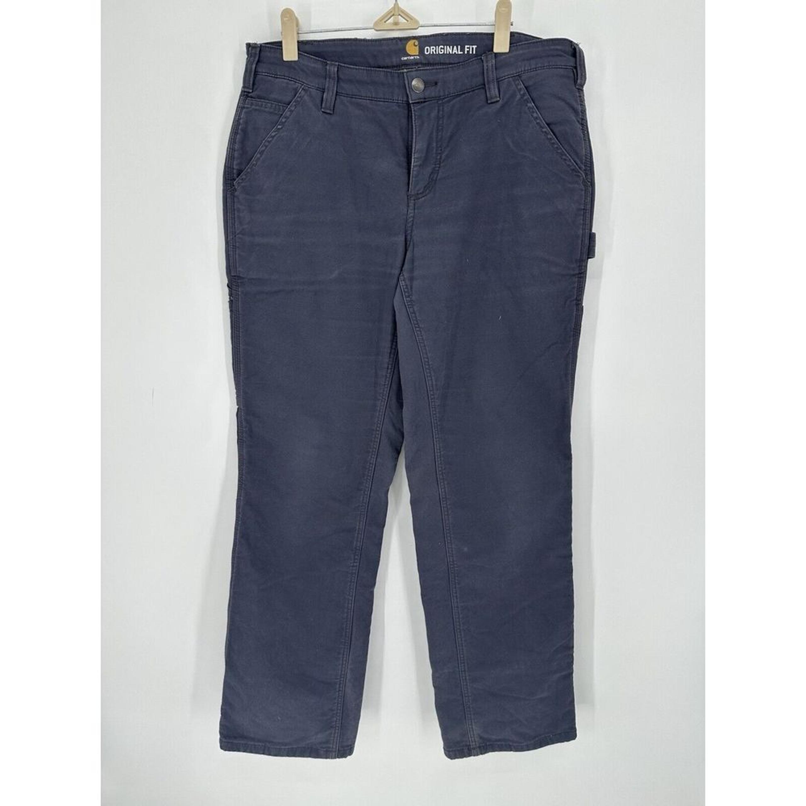 Carhartt Original Fit Womens Fleece Lined Gray Utility Cargo Work Pants Size 10