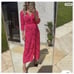 Zara bloggers favorite pink long sleeve floral jacquard true wrap maxi dress