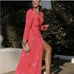 Zara bloggers favorite pink long sleeve floral jacquard true wrap maxi dress