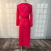 Zara bloggers favorite pink long sleeve floral jacquard true wrap maxi dress