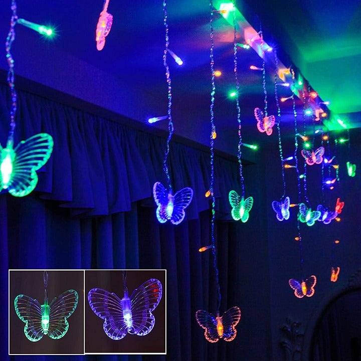 Butterfly Curtain Fairy Lights USB Plug in,8 Modes 120 LED 19.7FT Firefly Twinkl