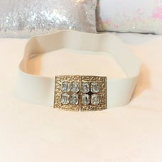 Vogue Couture Vintage 1980s Elastic Wide Chunky Bling Rhinestone Cinch Belt