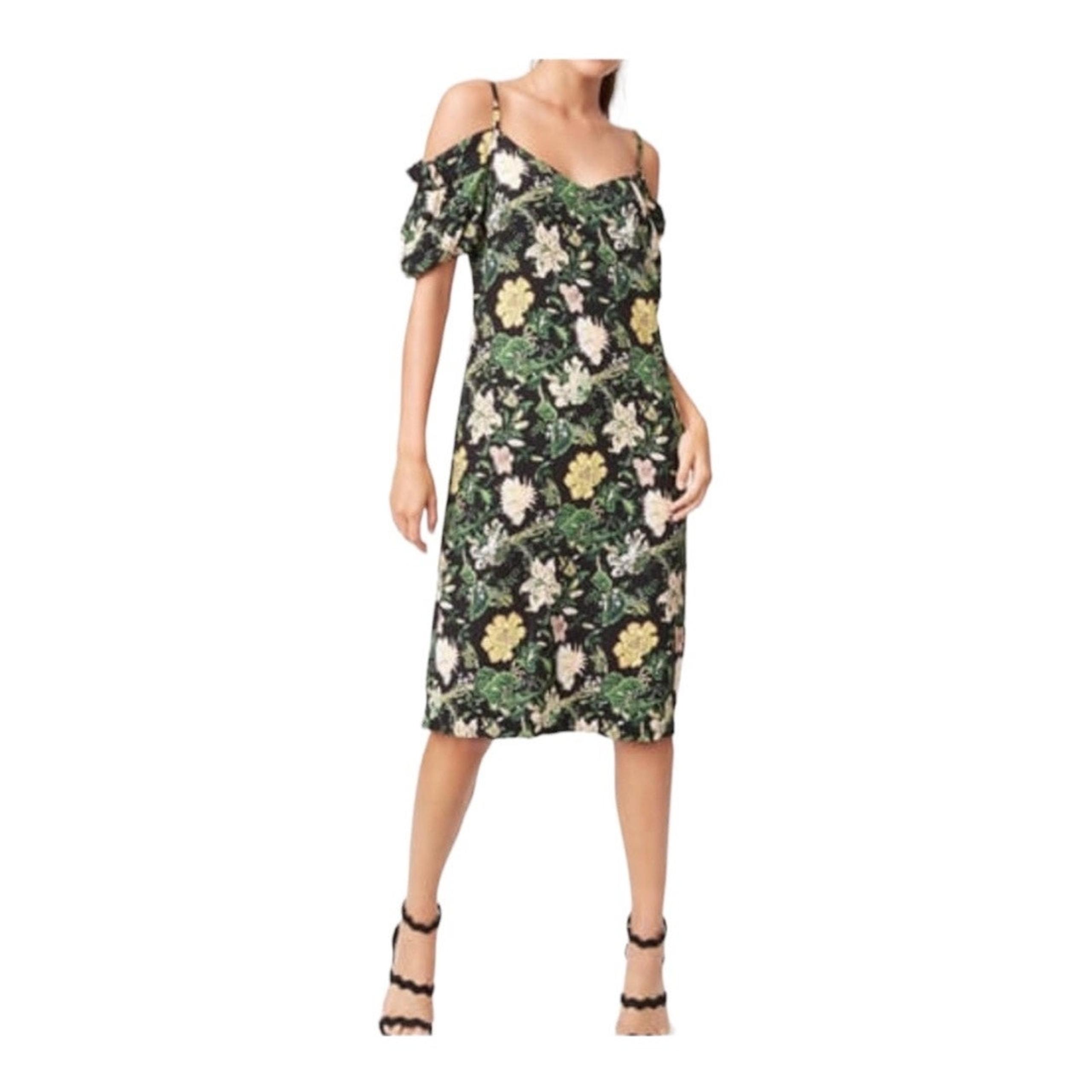 Club Monaco Dressy Resort Floral Off The Shoulder Midi Gracella Dress Size 4