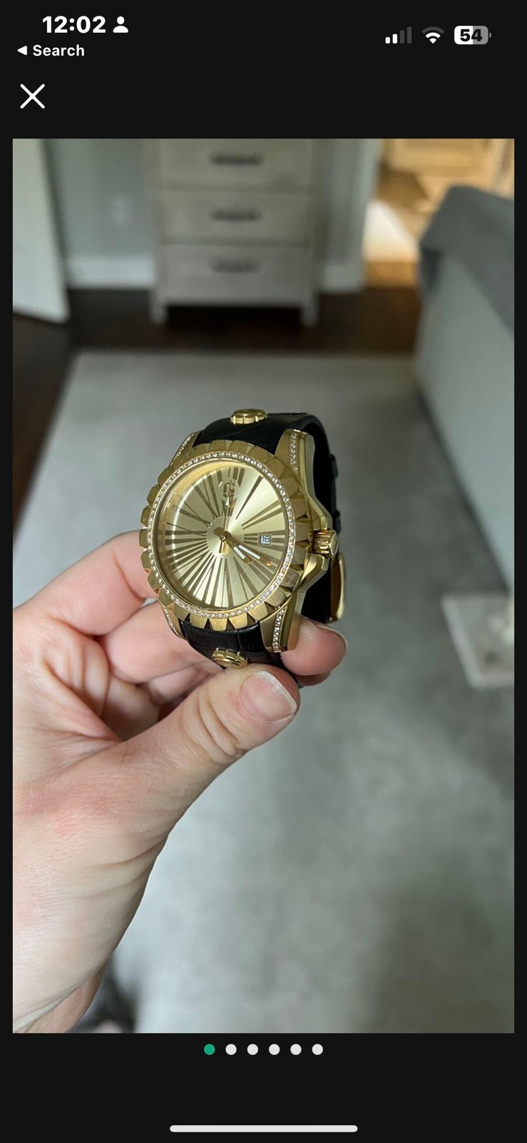 Women’s Giantto watch black leather and gold