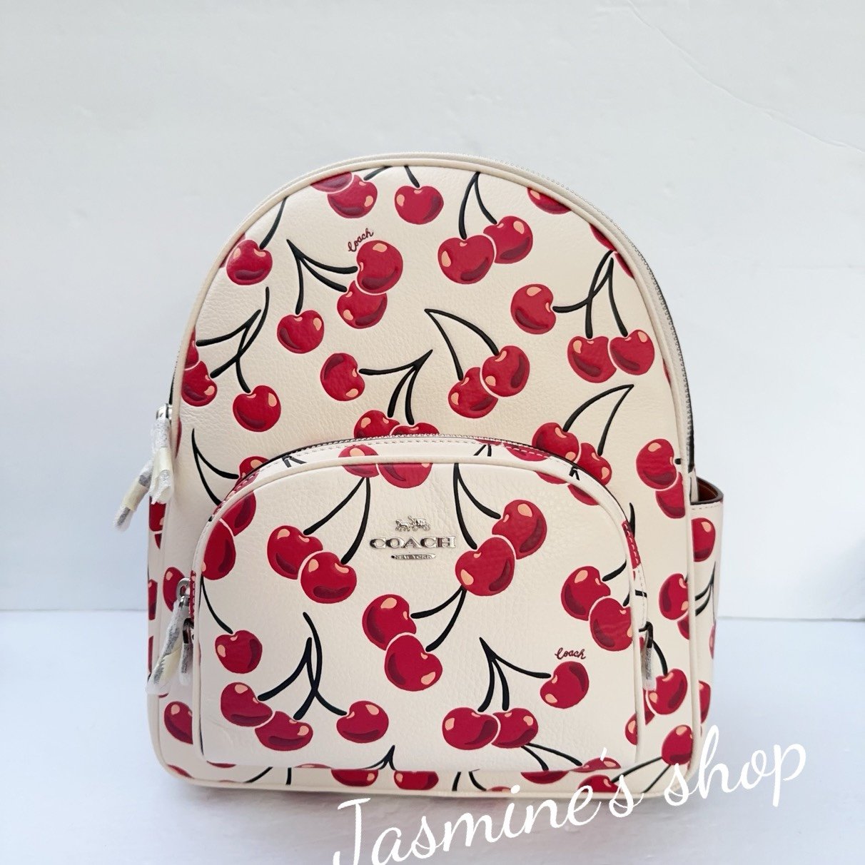 NWT Coach Court Backpack With Cherry Print CAA72