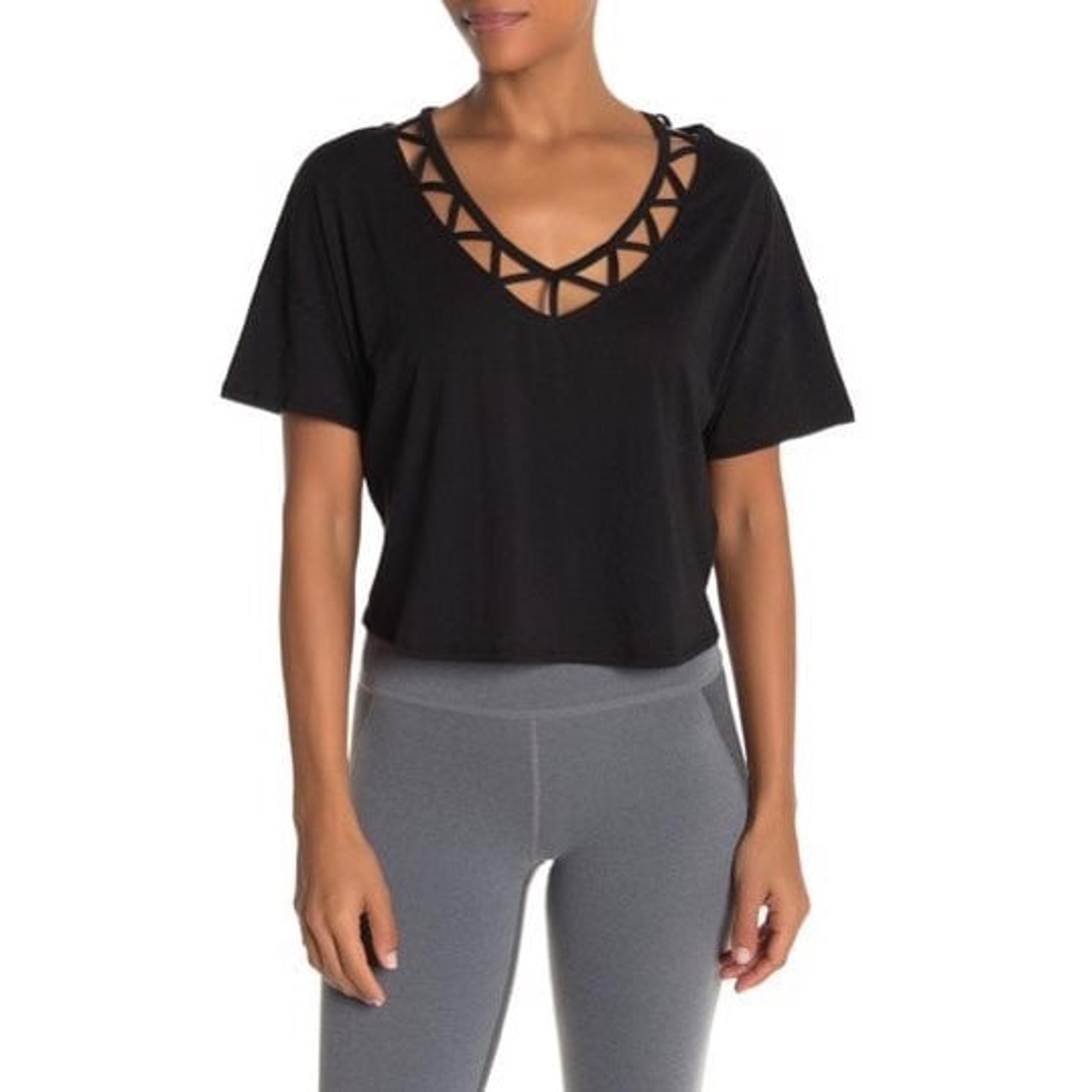 Beyond Yoga Lattice Neck Cropped T-Shirt