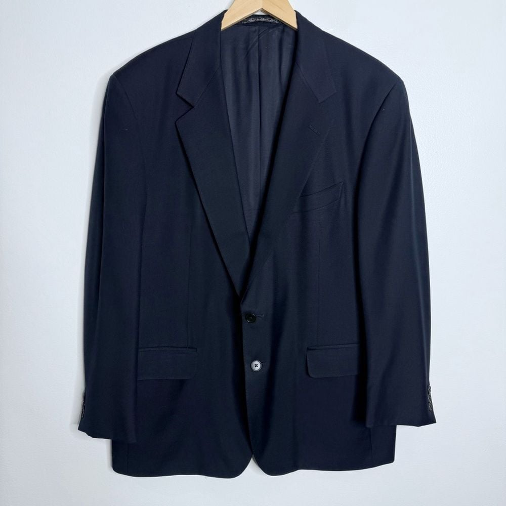 Ermenegildo Zegna Men's 100% Wool Navy Sport Coat Blazer Two Button Size 56