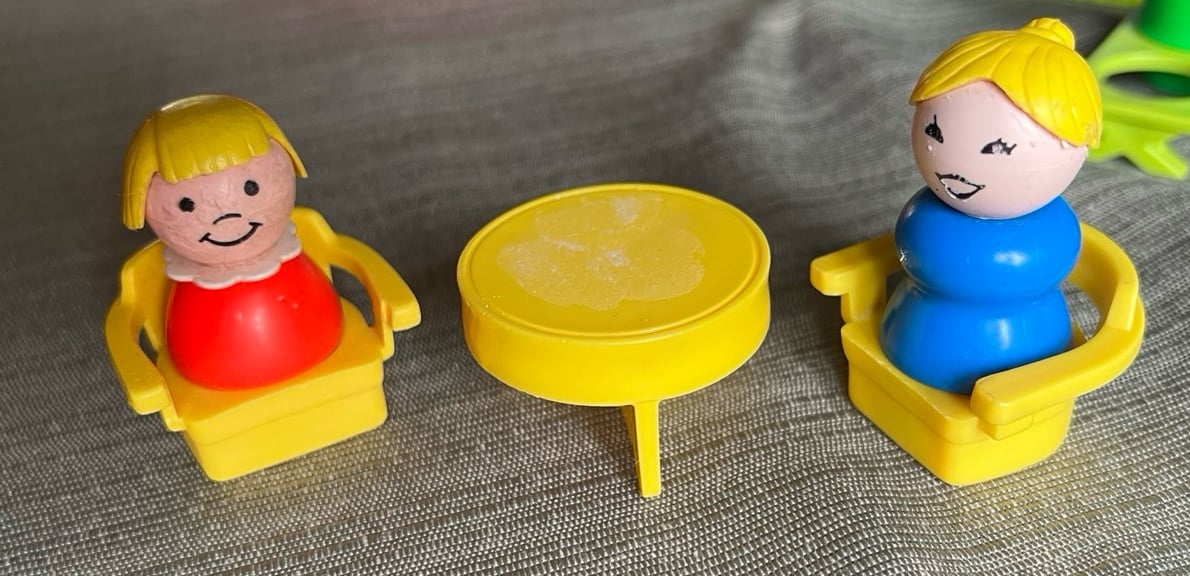 Vintage Fisher Price 2 Little People table and 2 chairs