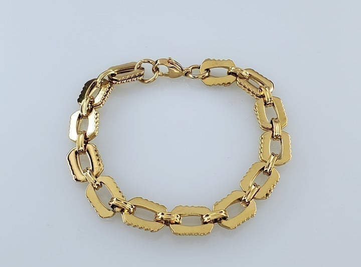 8 Mens 14K Gold Chain Link Style Bracelet Guys 14 Karat Silver Jewelry 8 inch