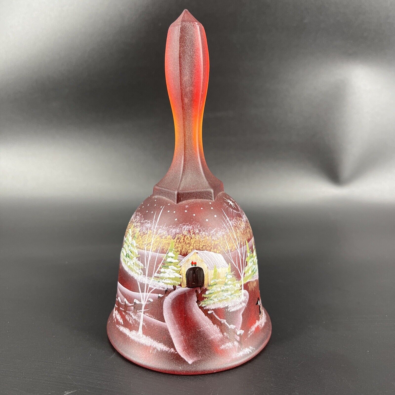 Fenton Ruby Red THE WAY HOME Bell Christmas Star Series Ltd No 655/2500 Glows!