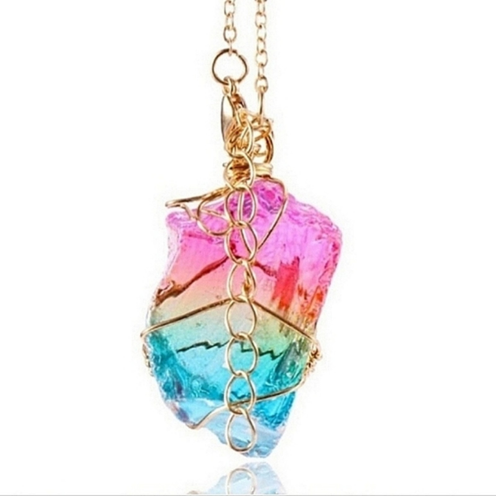 Free People Rainbow Quartz Gemstone Necklace
