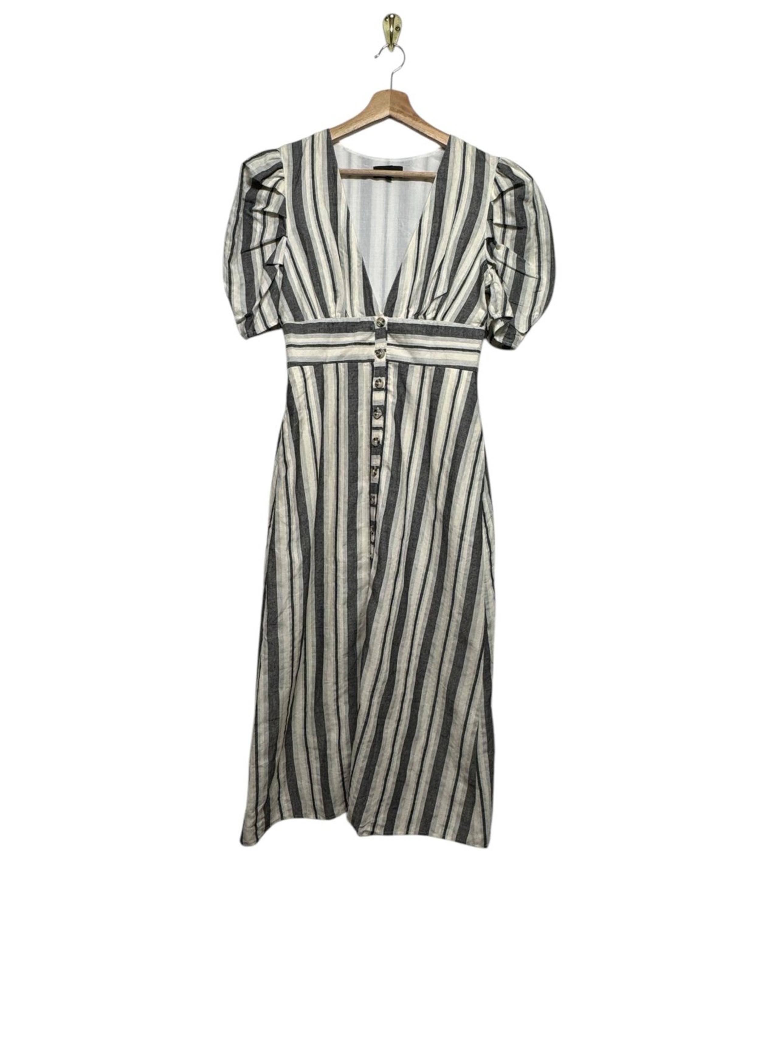 NWOT REVOLVE MAJORELLE Stripe Button Front Midi Dress Gray S
