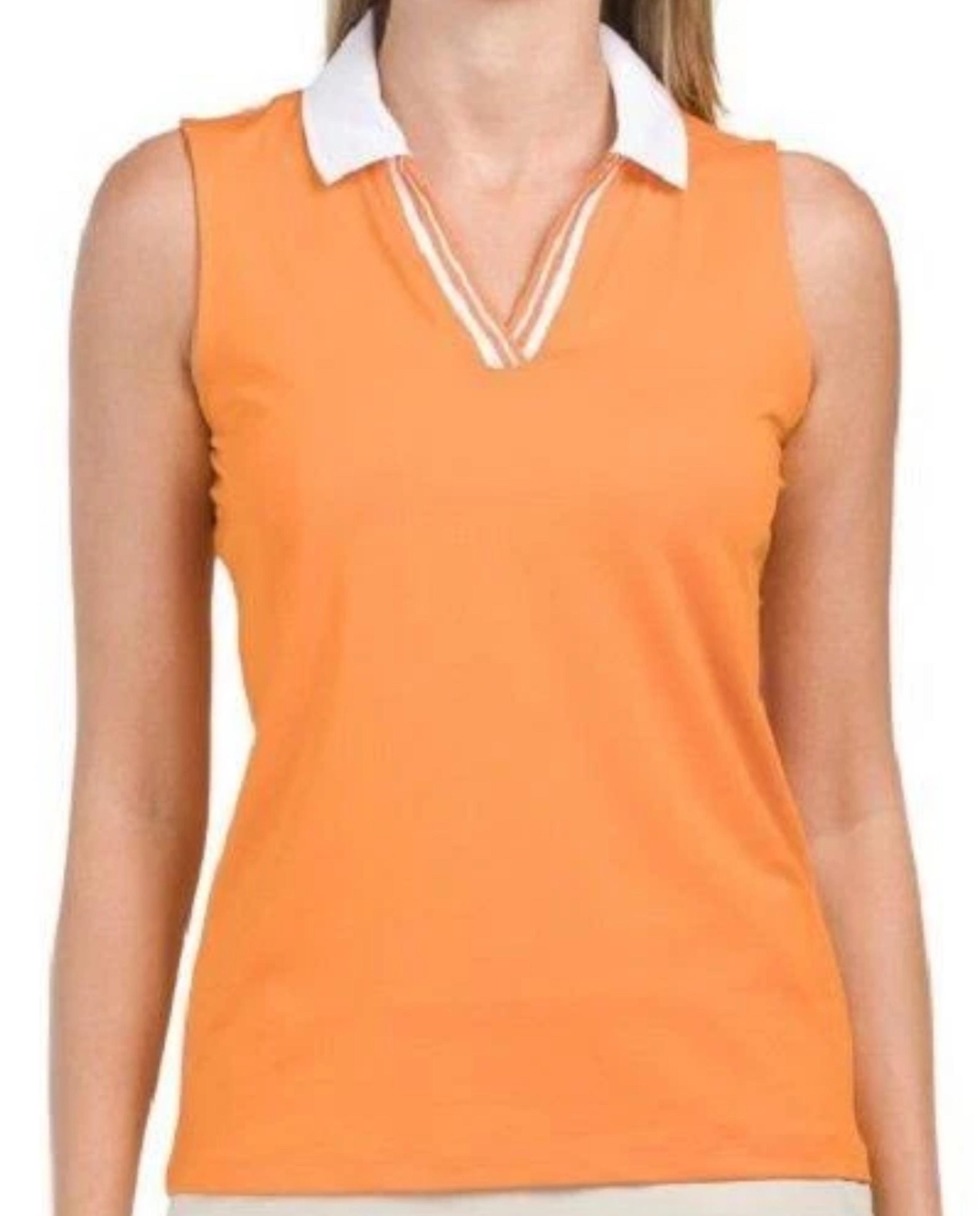 Tommy Bahama GOLF Womens Polo Shirt Medium M Orange Sleeveless