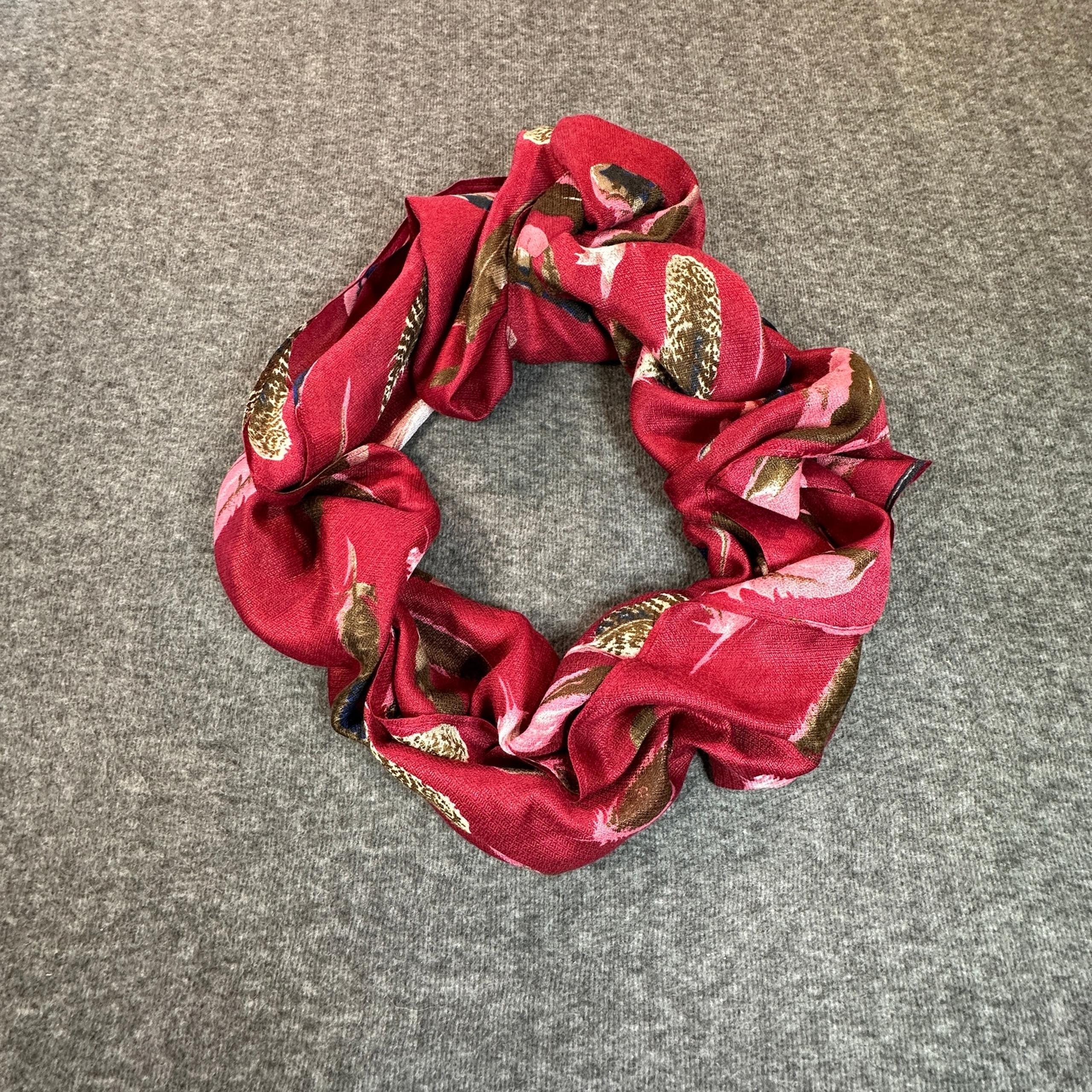 Lulla Collection by Bindya Scarf Burgundy Red Bird Feathers Lightweight 28"x72"