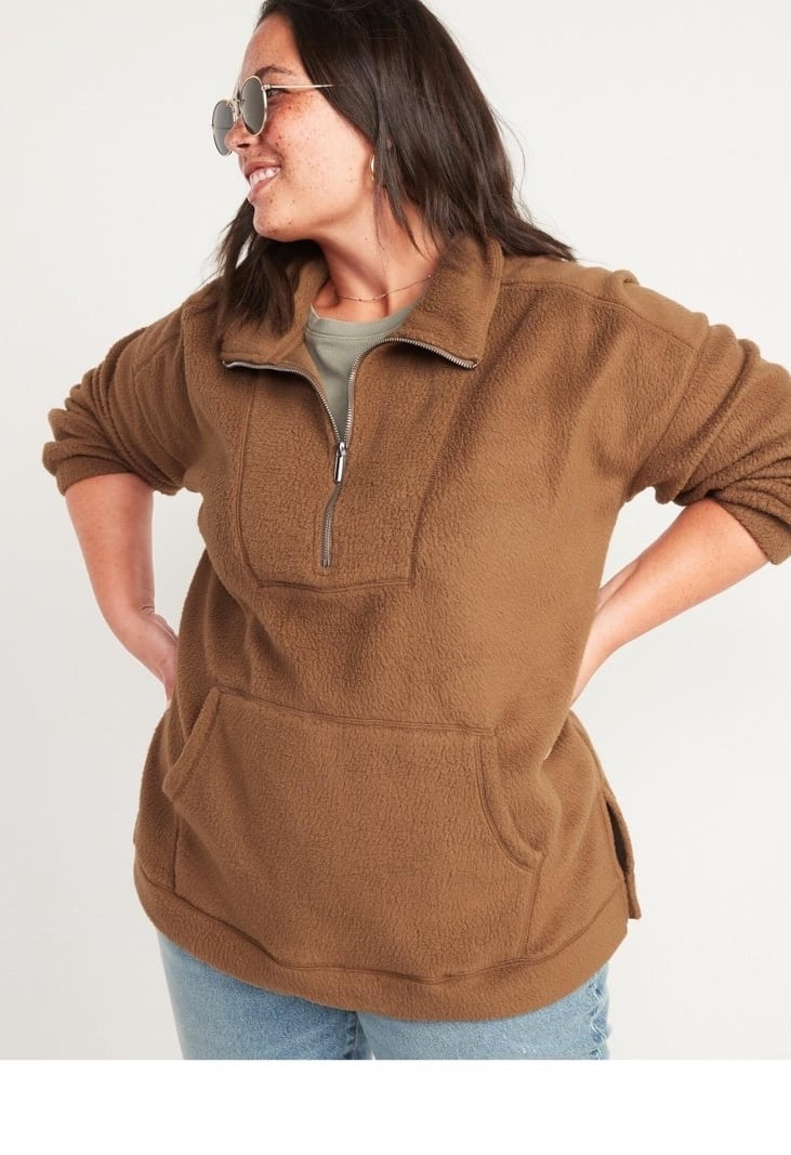 Old Navy Oversized Sherpa Quarter- Zip Tunic Seeatshirt