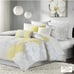 Madison Park Lola 7 Pieces California King Comforter Set Yellow Gray NEW