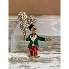 1990s Clown w/Balloon Multicolor Enamel Brooch Pin
