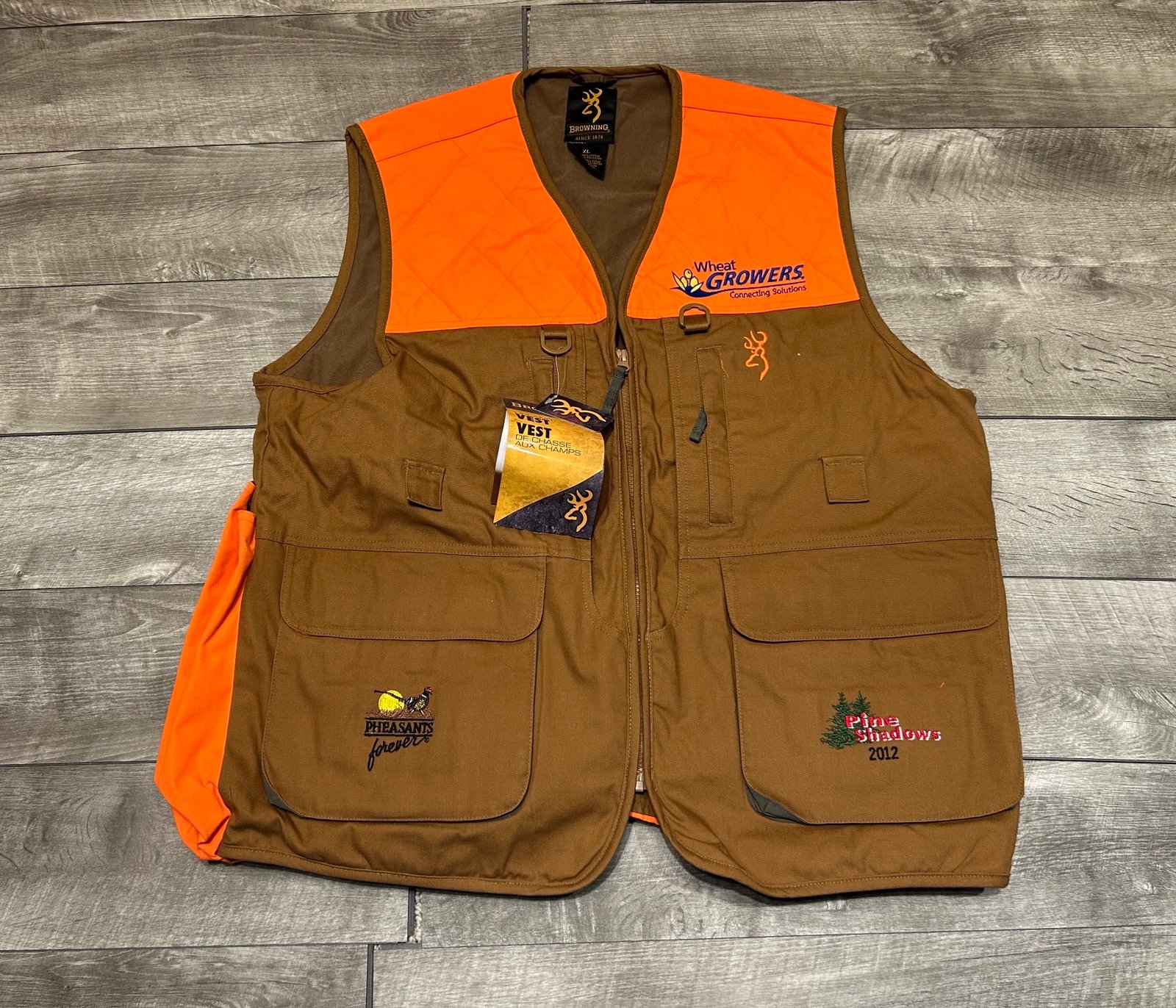 New With Tags Browning Upland Blaze Orange Cotton Birding Shooting Vest Size XL