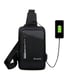 Black Versatile Sling Chest Bag Nylon USB Travel Shoulder