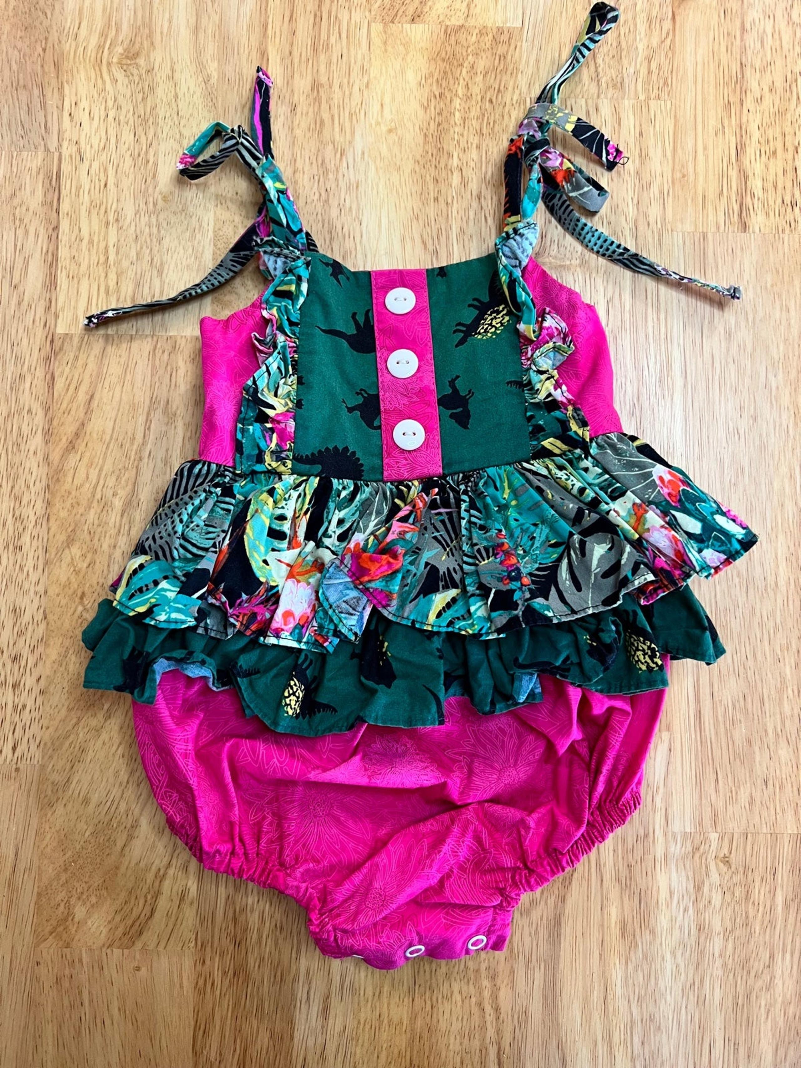 RicRac and Ruffles Dino Ruffle Bubble Romper