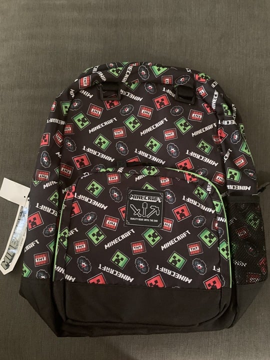 Jinx Minecraft Backpack Black with Print - NWT