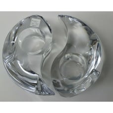 Miller Rogaska Crystal YIN YANG Pair Votive Tea Light Candle Holders Slovenia