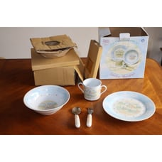 Precious Moments Mealtime Gift Set Little Lamb 5 Piece Cup Plate Bowl Fork Spoon