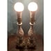 2 VTG Bisque Cherub Boudoir Table Lamps Metal Base MCM Bedside Light Cupid 12