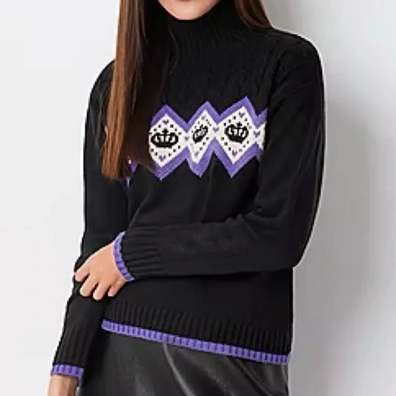 Juicy Couture Black Purple Crown Knit Sweater Size Small