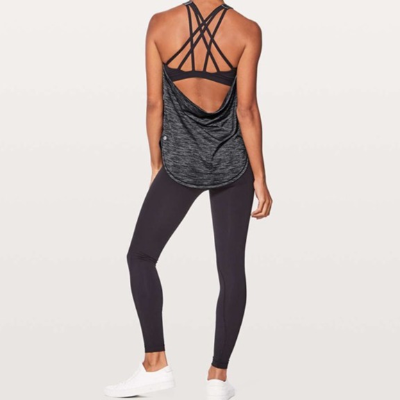 NEW Lululemon Free To Be Serene Tank (2 In 1) Support C/D Cup Heathered Black 4