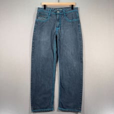 Vintage Southpole Jeans Mens 34 Blue Dark Wash Straight Leg Grunge Stitch Y2K