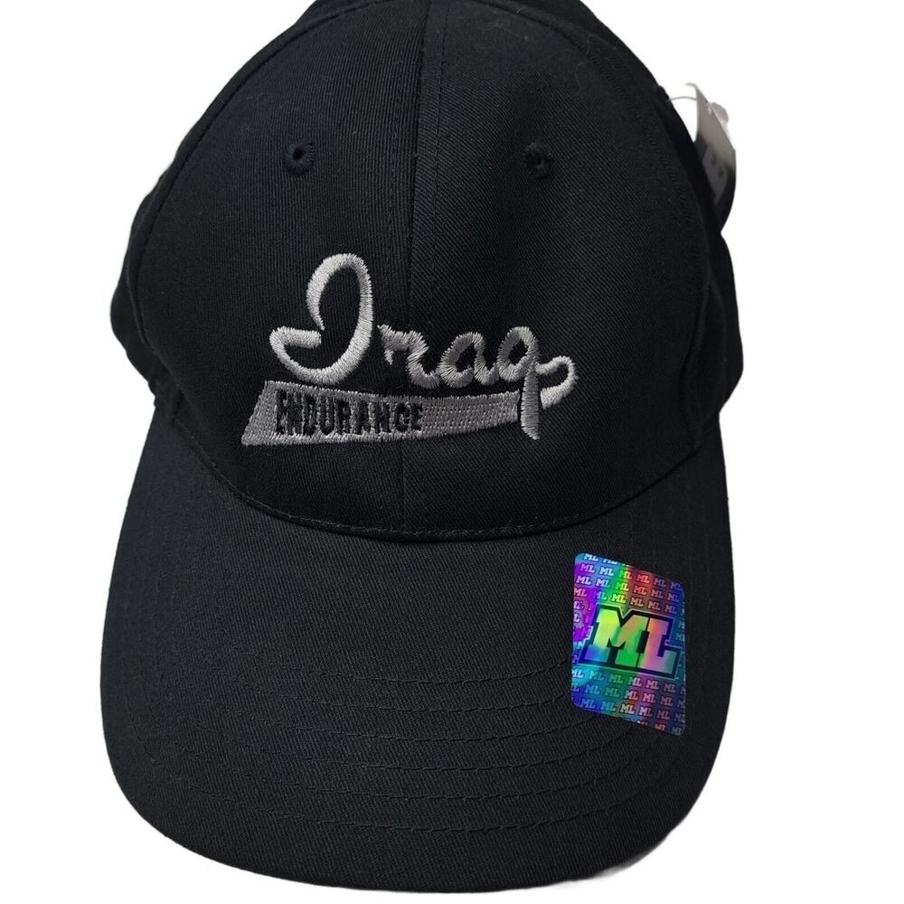 Iraq Endurance Hat Mens Black Military Soldier Cap Vintage 2000s Iraq War NWT