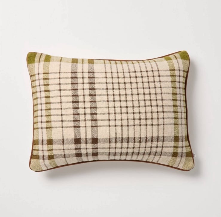 14"x20" Plaid Lumbar Toss Pillow Green - Hearth & Hand Magnolia