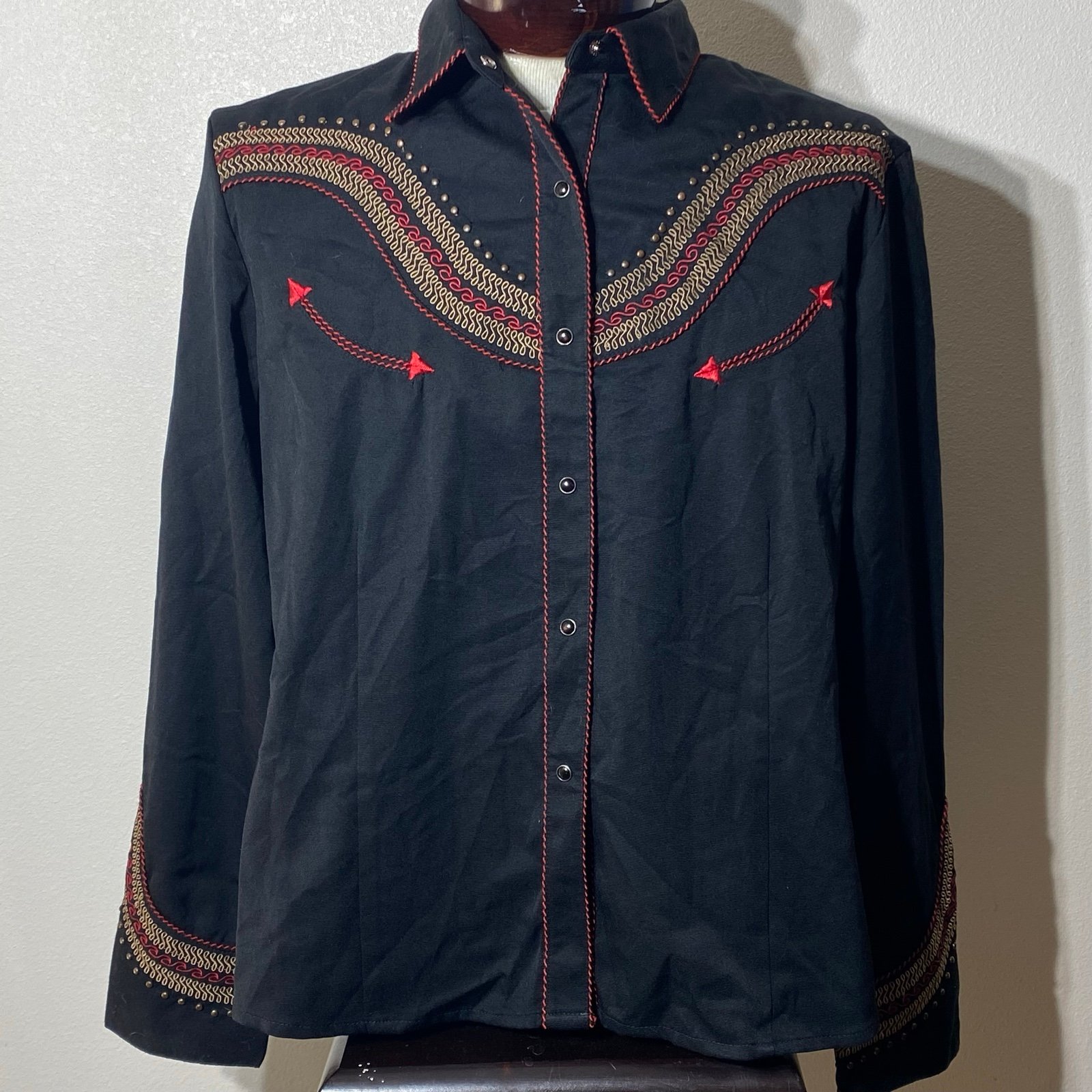 Vintage Scully Collared Embroidered Snap Front & Cuff Closures Western Shirt XXL
