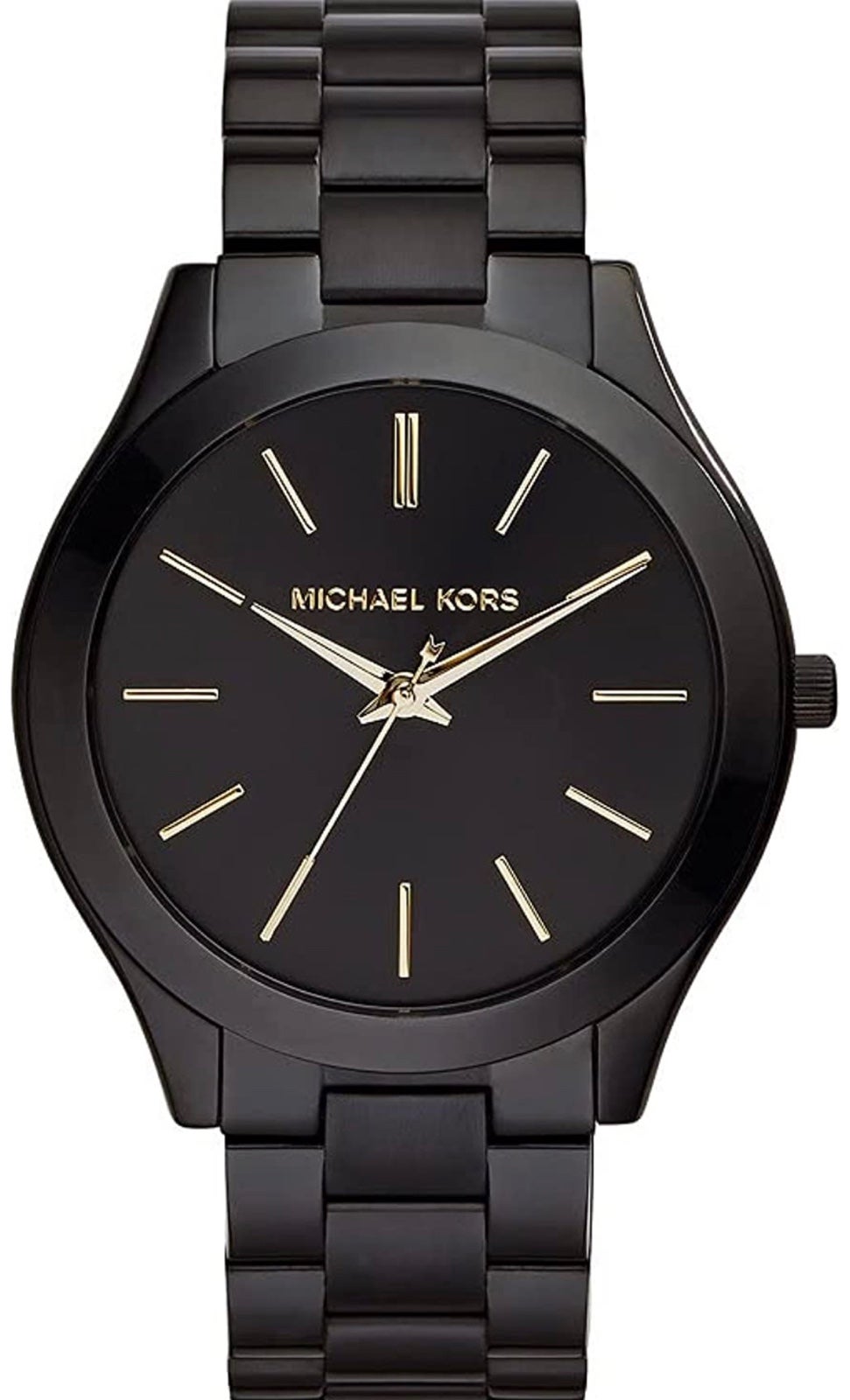 Michael Kors Black-Tone Slim Runway Metal Watch