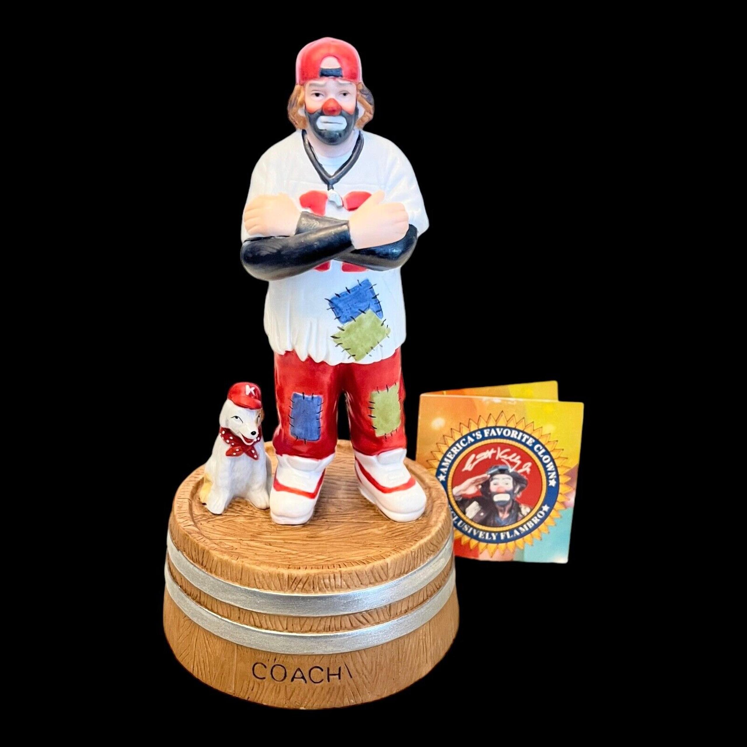 VTG 90's Emmett Kelly Baseball Clown San Francisco MUSIC BOX Company COACH & Dog