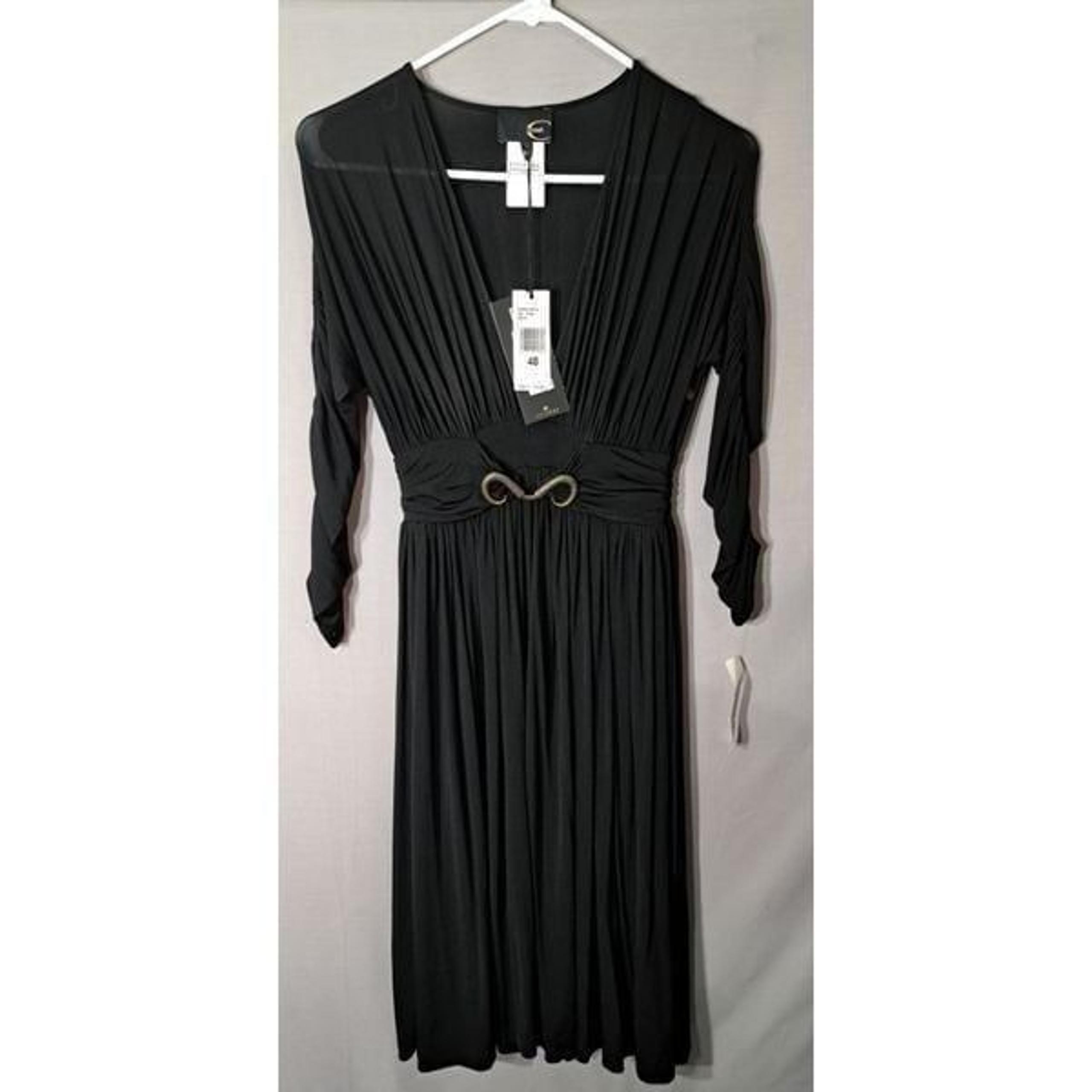 Just Cavalli womens small empire waist plunge neck black dress $610