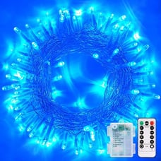 Lights, Blue, 33ft 100 LED Battery Operated Christmas String Lights