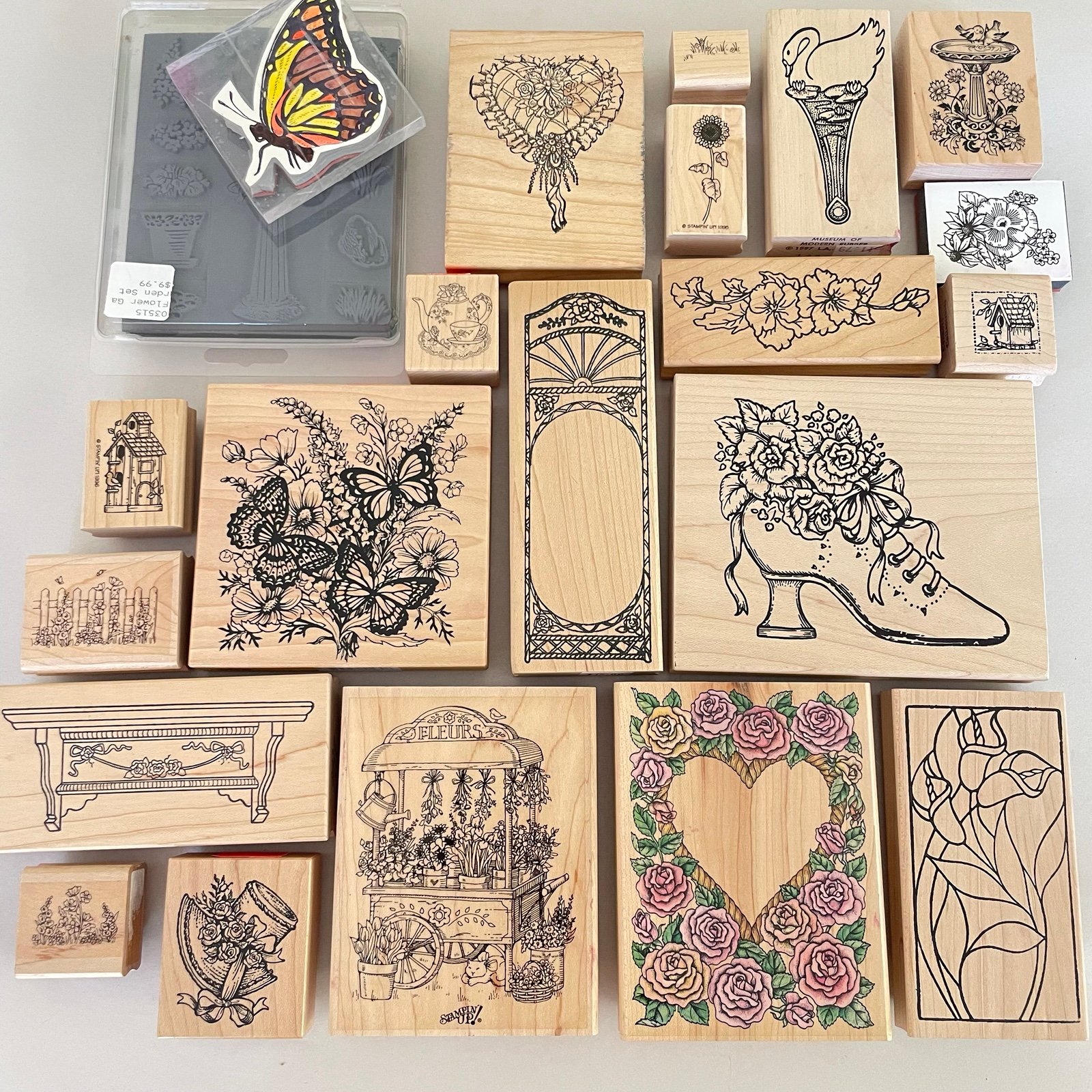 Rubber Wood Mount Stamp Lot Stampin Up PSX & Others Victorian Garden Floral