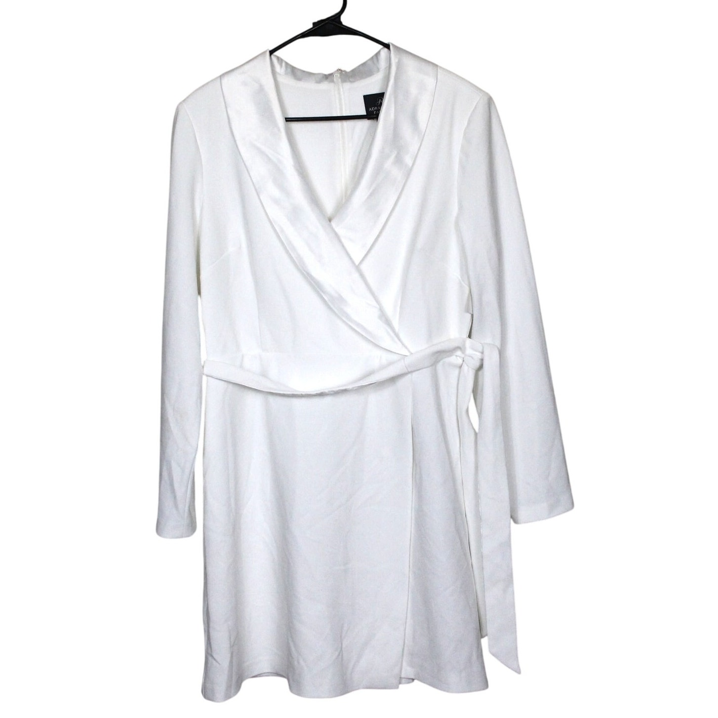 Adrianna Papell Satin Collar Tuxedo Dress In Ivory Size 14 NWT