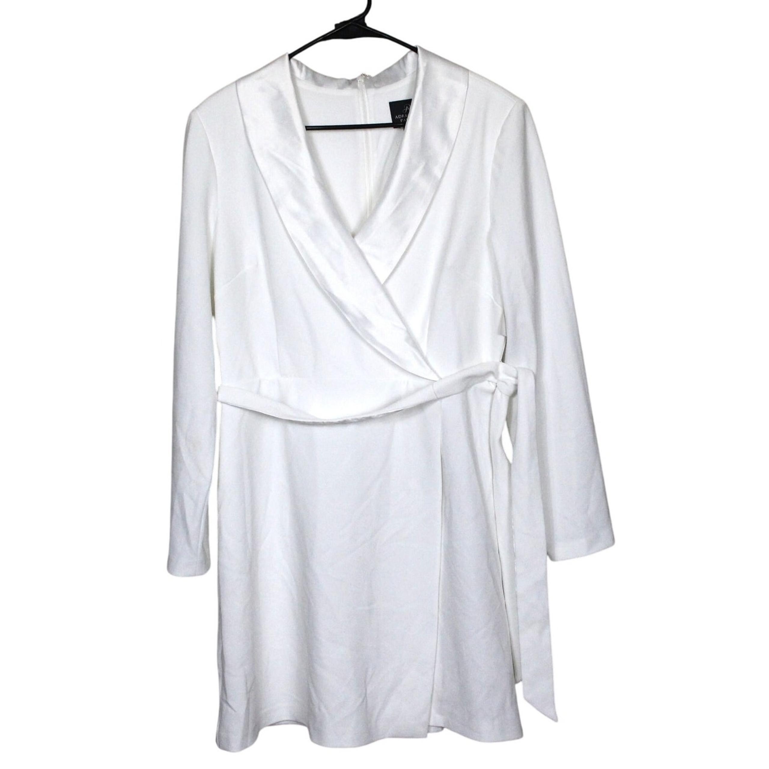 Adrianna Papell Satin Collar Tuxedo Dress In Ivory Size 14 NWT
