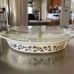 Vintage Pyrex Gold Acorn Divided Casserole Divided Cover with stand