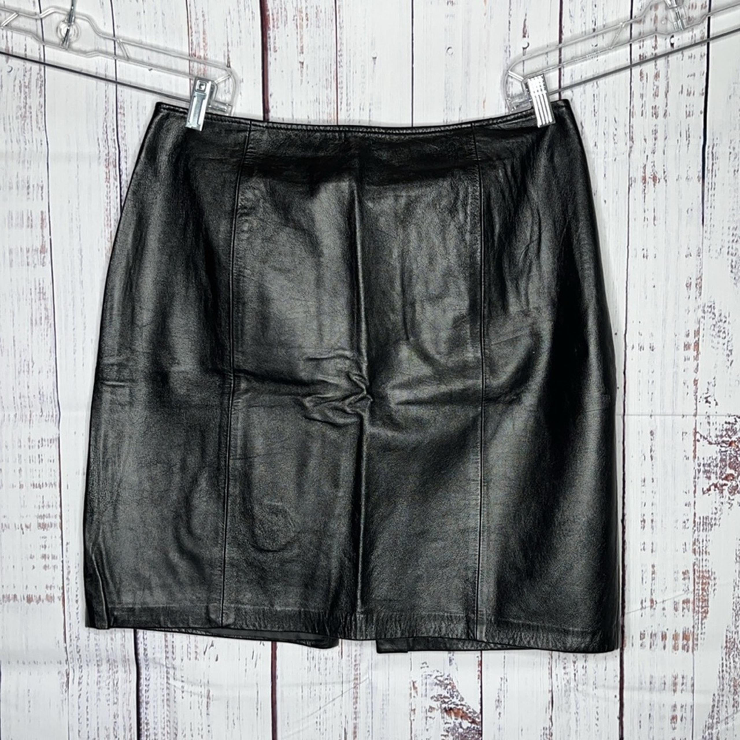 Croft & Barrow Lambskin Size 14 Black 100% Leather Straight Pencil Skirt