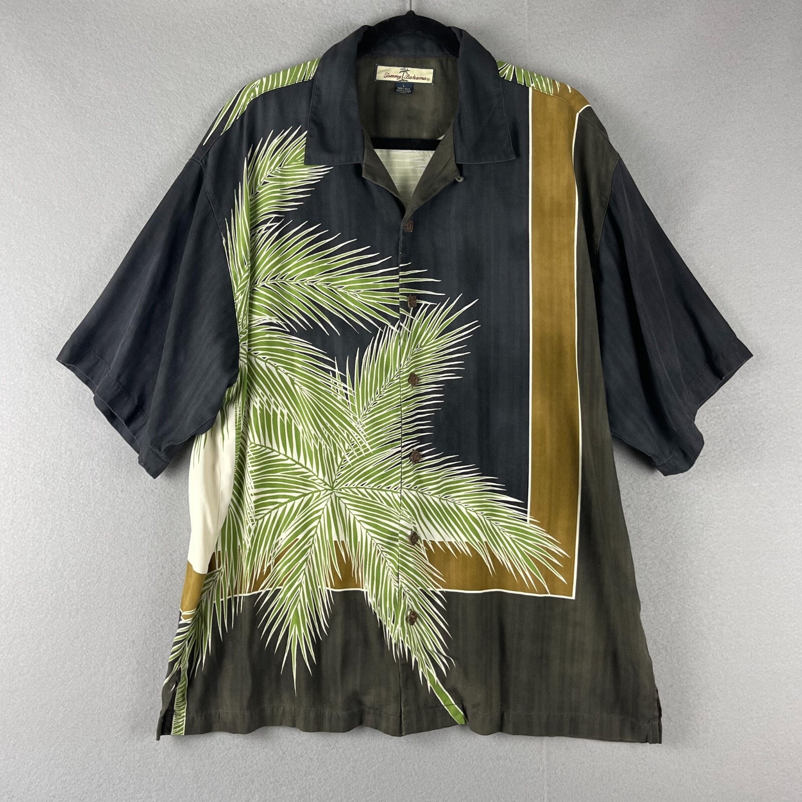 Tommy Bahama Silk Camp Shirt Mens Large Hawaiian Tropical Relaxed Palm