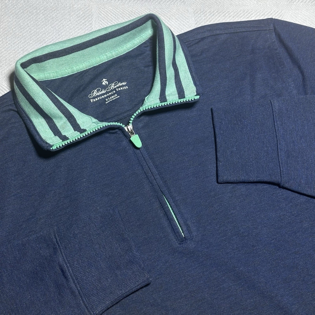 Brooks Brothers Performance Series Navy 1/4 Zip Pullover Men's Size XL