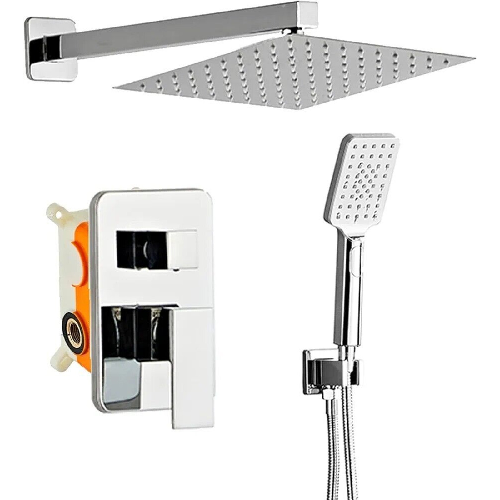 Bathroom Shower System 8 Rain Shower Head and Handheld Wall Mounted Luxury Rain