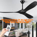 New Boosant Smart Ceiling Fan 3 Blade Solid Wood Black Indoor Outdoor w/ Remote