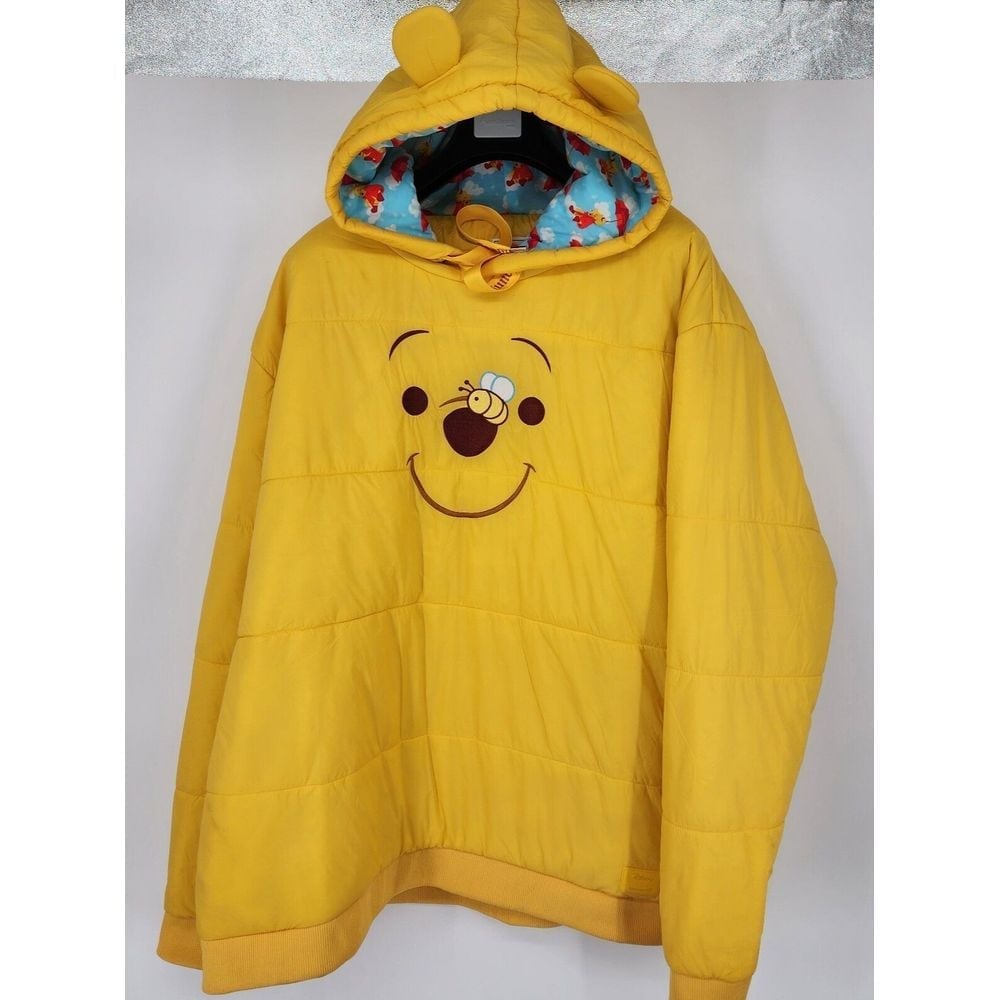 Loungefly Winnie the Pooh Rainy Day Puffer Hoodie Adult Size 3X Yellow NWOT