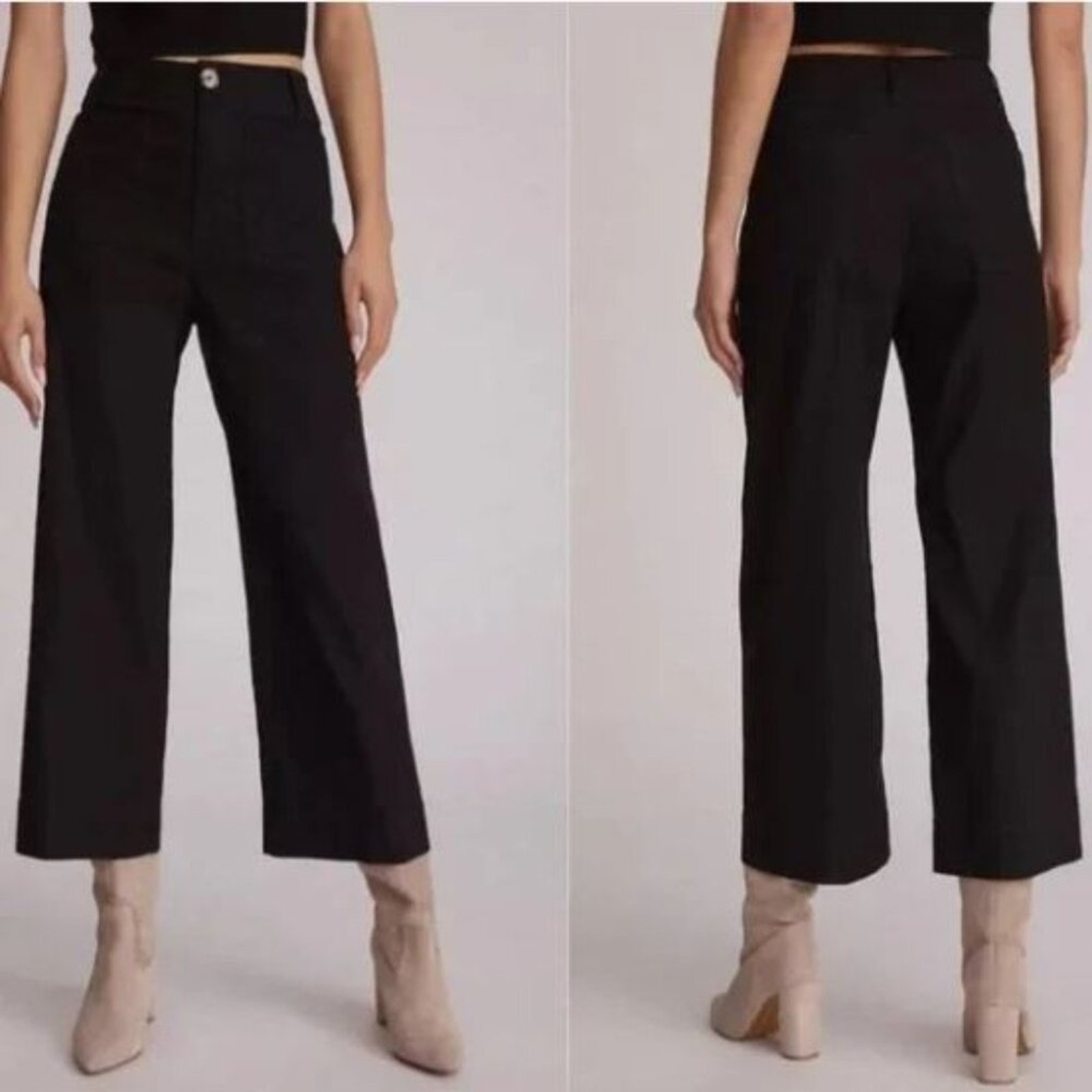 Anthropologie's Maeve The Colette Cropped Wide Leg Black Pants Size 25P